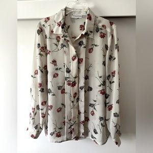 Alfred Dunner Vintage Floral Button Up Blouse Size 10